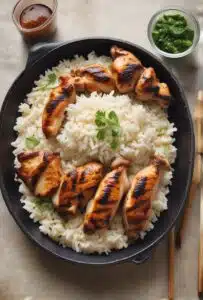 Grilled chicken and wet rice